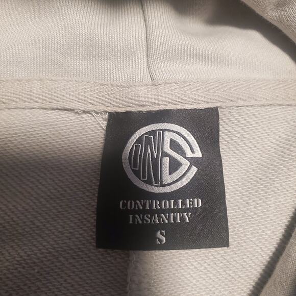 Controlled Insanity Size S Forged in Failure Cropped Hoodie Gray Cotton Blend - Picture 7 of 10